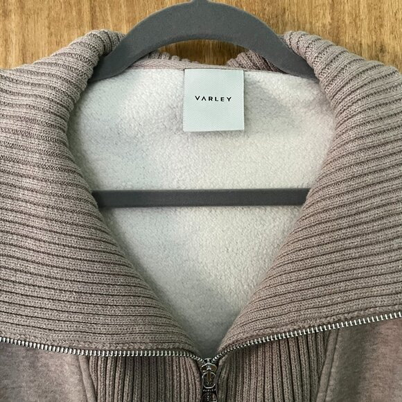 Varley | Tunic Zip-Up Sweatshirt with Cinched-Waist | Camel, Large - Picture 3 of 8